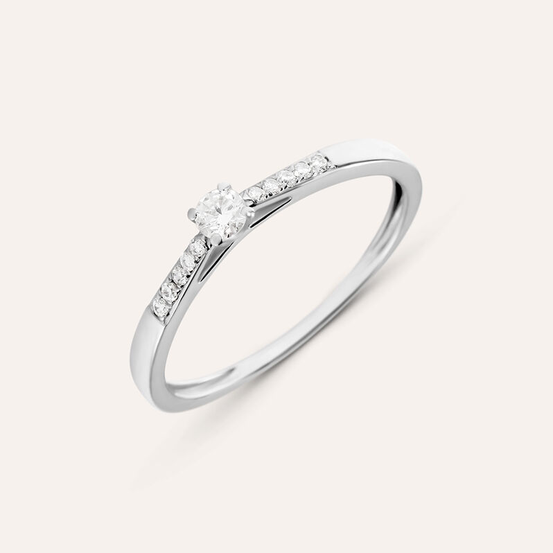 Anello Solitario Grace Oro Bianco Diamante - Anelli con Pietre Donna | Stroili