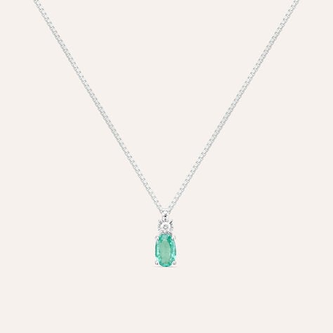 Collana Punto Luce Elizabeth Crown Oro Bianco Smeraldo Diamante - Collane Punto Luce Donna | Stroili