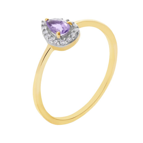 Anello Solitario Amélie Oro Giallo Ametista Cubic Zirconia - Anelli con Pietre Donna | Stroili