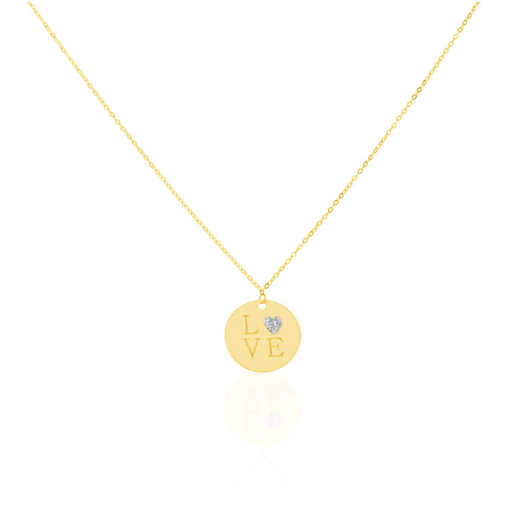 Girocollo con scritta love e glitter in oro giallo