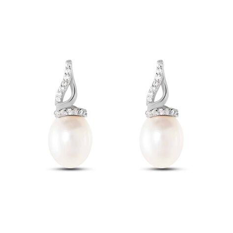 Orecchini Lobo Silver Pearls Argento Rodiato Perla sintentica Cubic Zirconia - Orecchini a Lobo Donna | Stroili