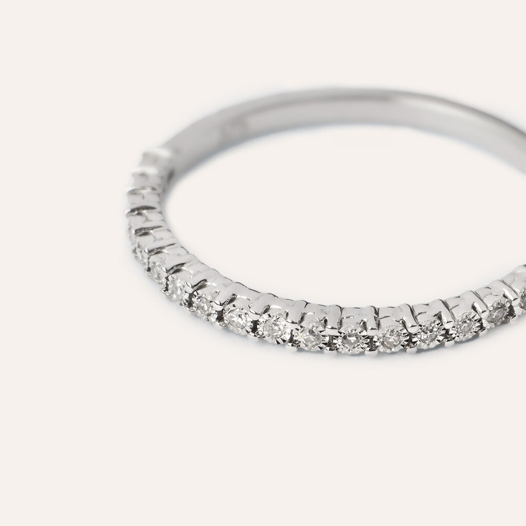 Van Cleef And Arpels Anello Con Diamante Baguette E Fascia Di Eternità In Platino - Foto 9