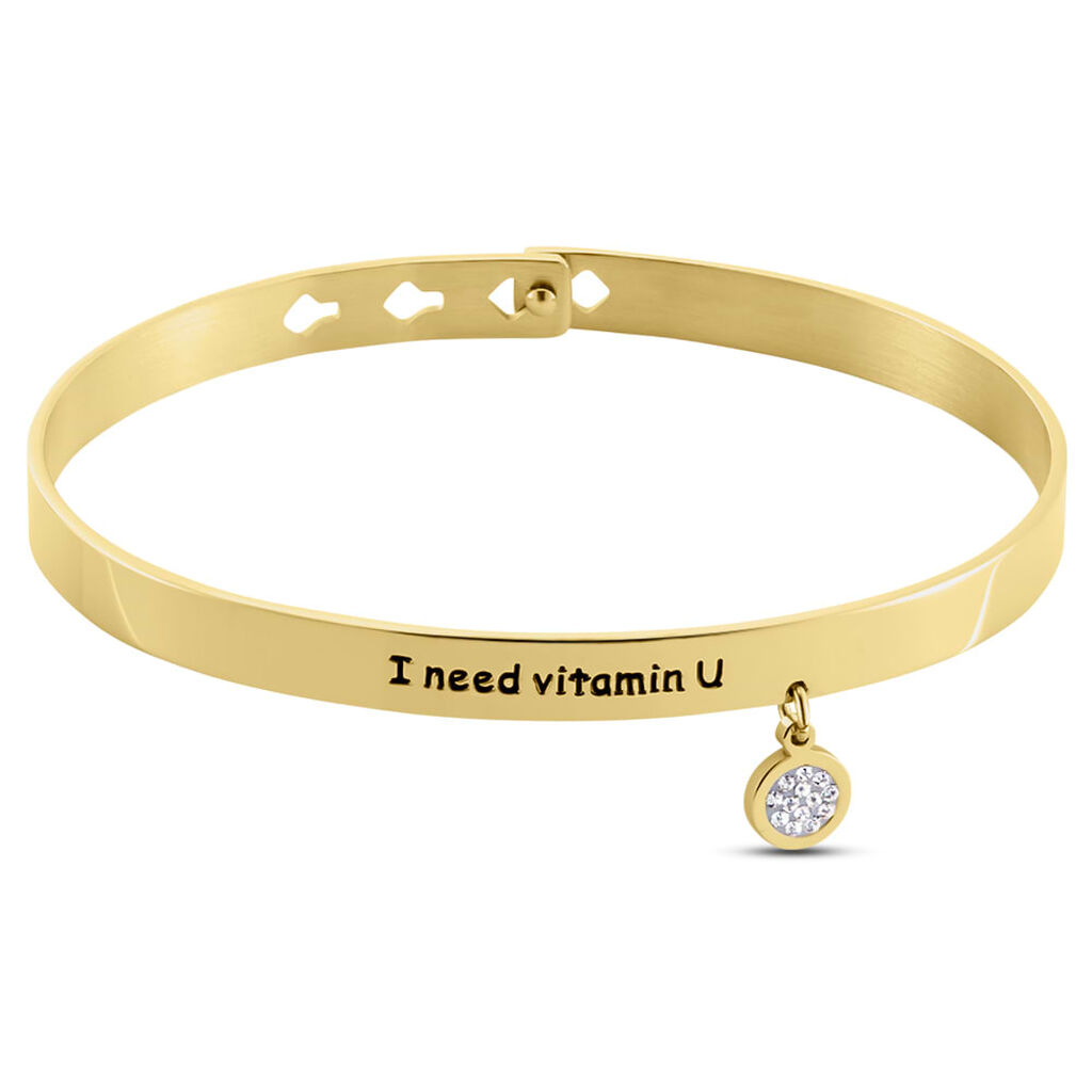 Bangle Lady Message Acciaio Dorato Love e Cristalli - Bracciali Donna | Stroili