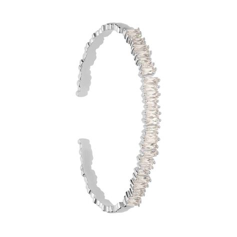 Bracciale rigido rodiato e strass - Bracciali Donna | Stroili