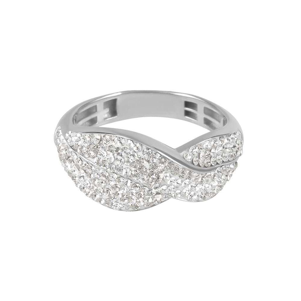 Anello Fascia Christelle Oro Bianco Cristallo - Anelli a Fascia Larga Donna | Stroili
