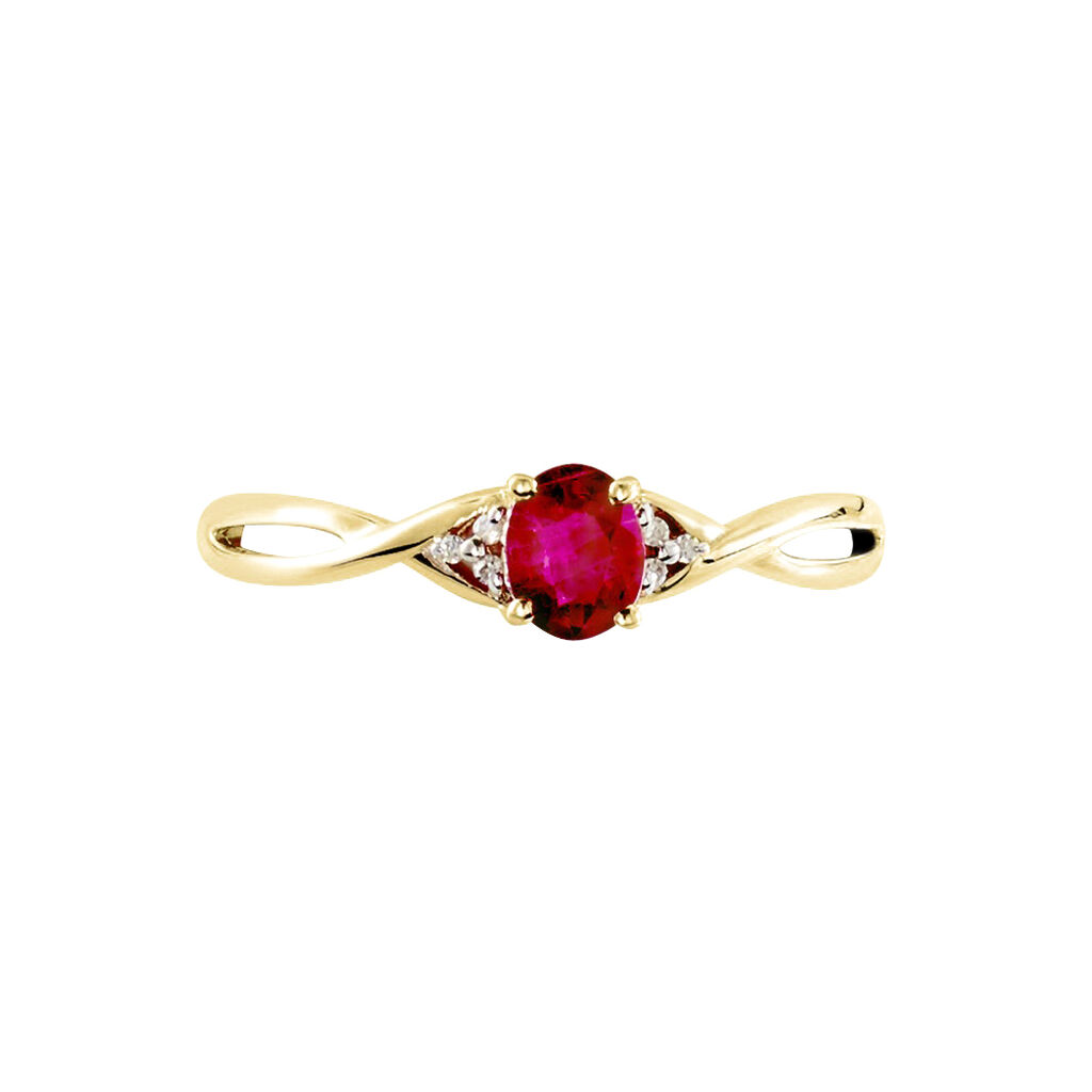Anello Charlotte Oro Giallo Rubino Diamante