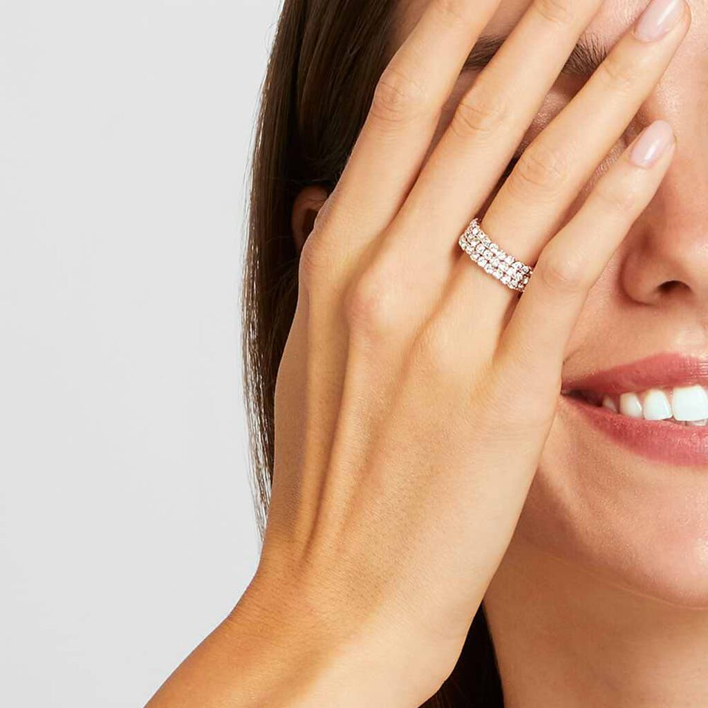 Anello a fascia regolabile rosato e strass multifilo - Anelli Multifilo Donna | Stroili