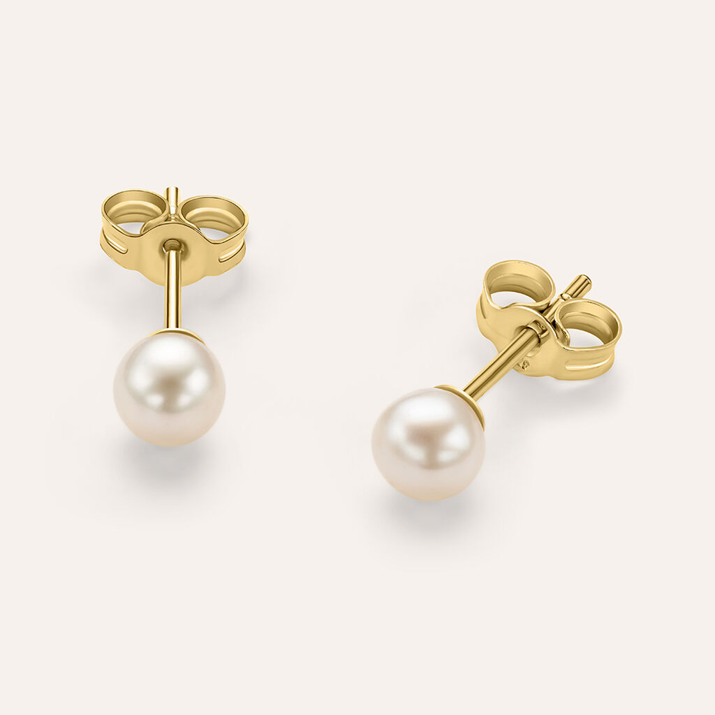 Orecchini Lobo Gabrielle Oro Giallo Perla D'Acqua Dolce