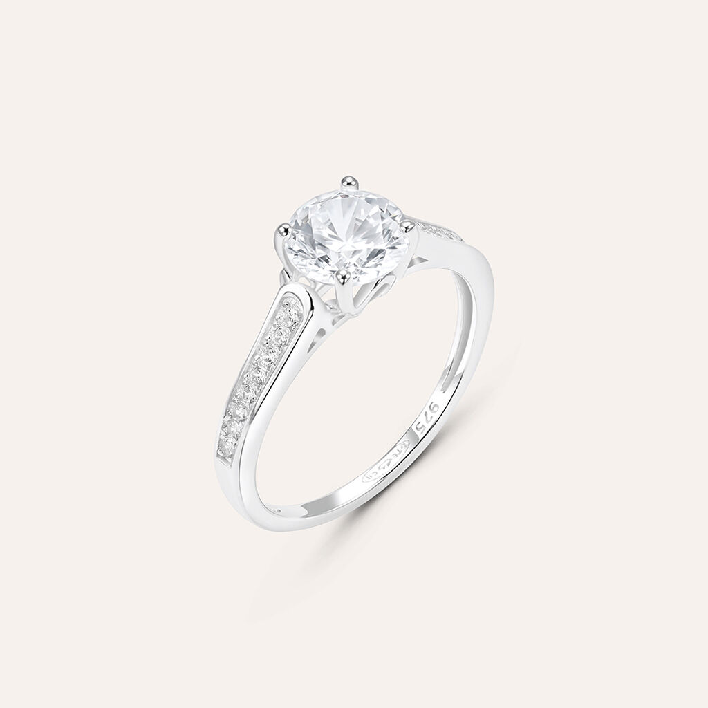 Anello Solitario Silver Elegance Argento Rodiato Cubic Zirconia - Anelli con Pietre Donna | Stroili