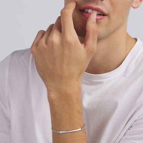 Bracciale Con Targhetta Gentleman Argento Rodiato - Bracciali con Incisione Uomo | Stroili
