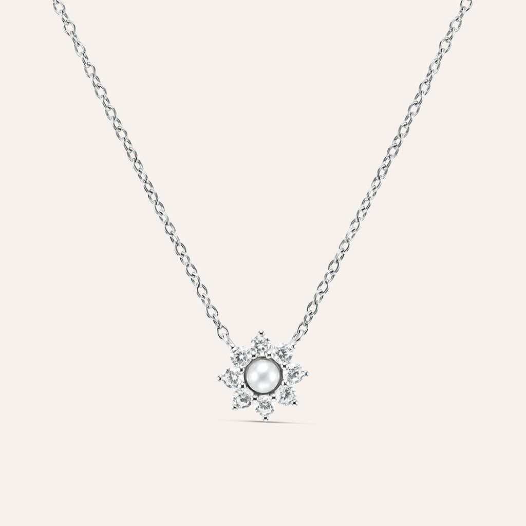 Collana Silver Pearls Argento Rodiato Perla sintetica Cubic Zirconia