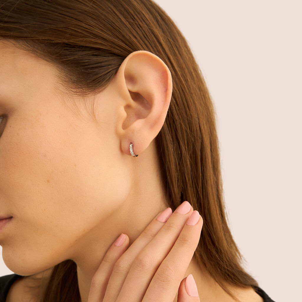 Orecchini A Cerchio Toujours Oro Bianco Cubic Zirconia - Orecchini a Cerchio Donna | Stroili