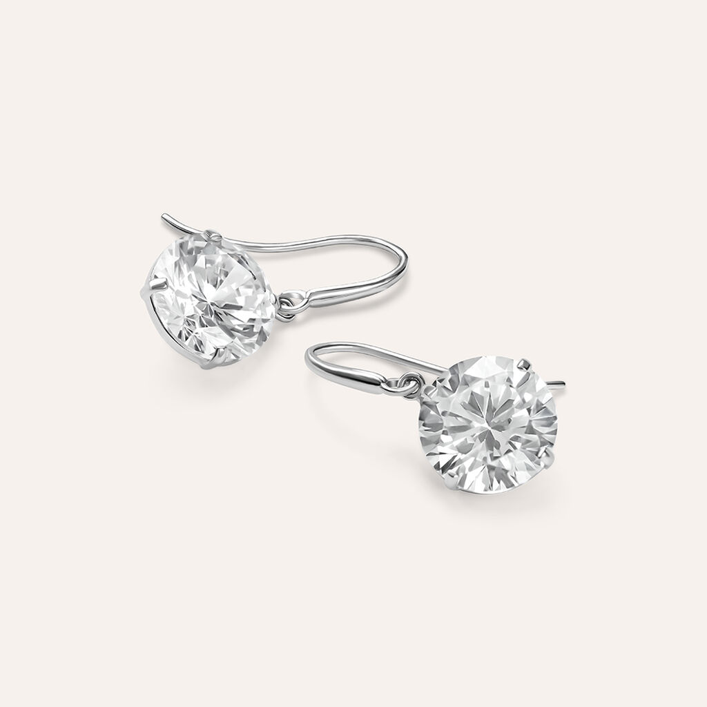 Orecchini Lobo Punto Luce Claire Oro Bianco Cubic Zirconia - Orecchini a Lobo Donna | Stroili