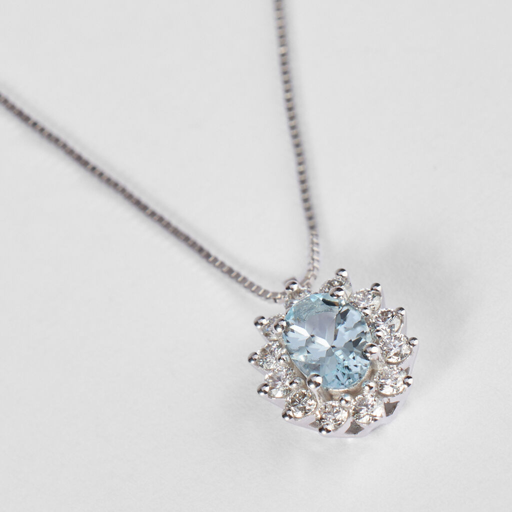 Collana Jasmine Oro Bianco Acquamarina Diamante - Collane Donna | Stroili