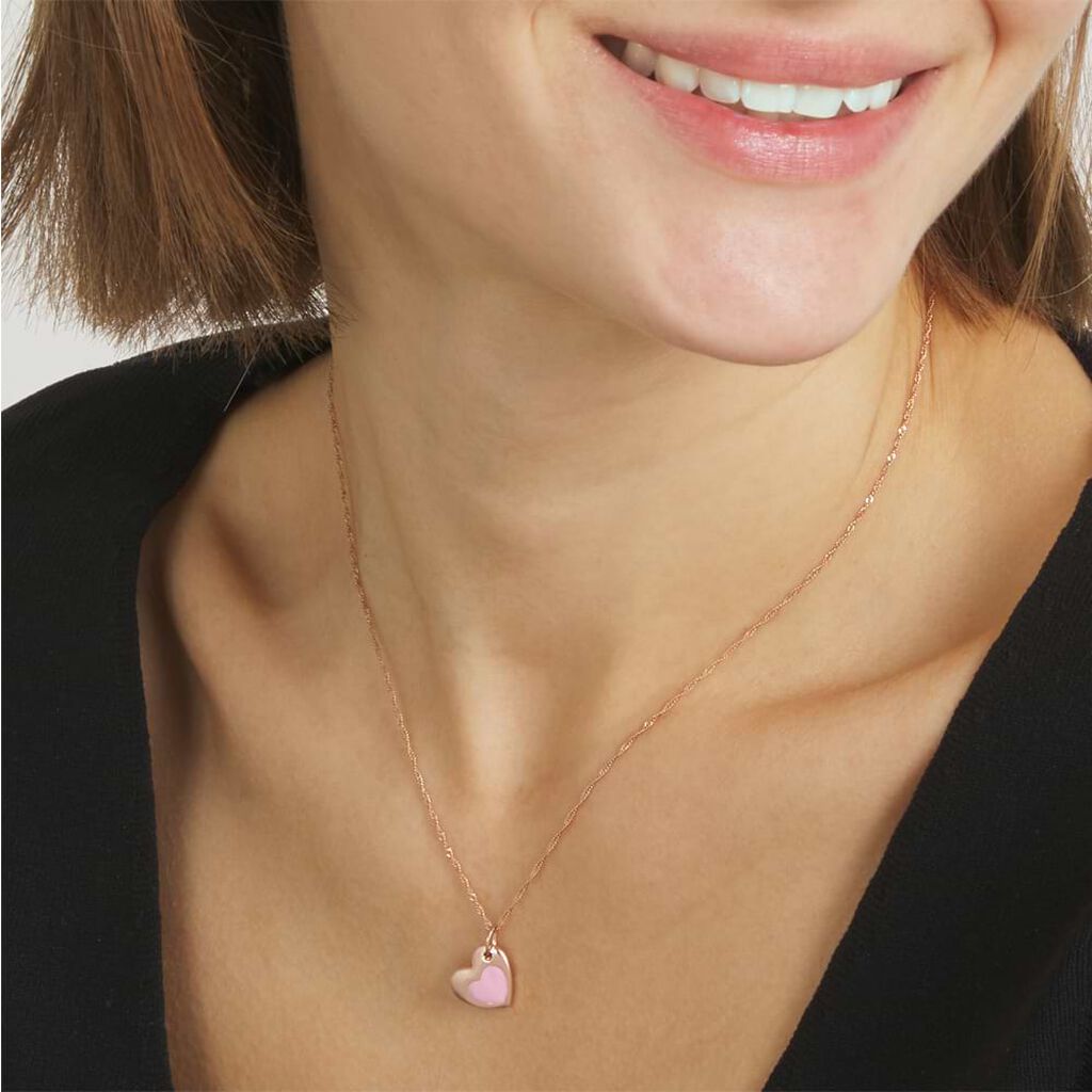 Due cuori un'anima Charm in argento rosato e smalto - Charms Donna | Stroili