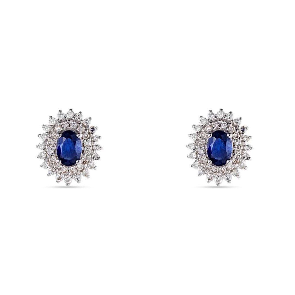 Orecchini Lobo Charlotte Oro Bianco Zaffiro Diamante - Orecchini a Lobo Donna | Stroili