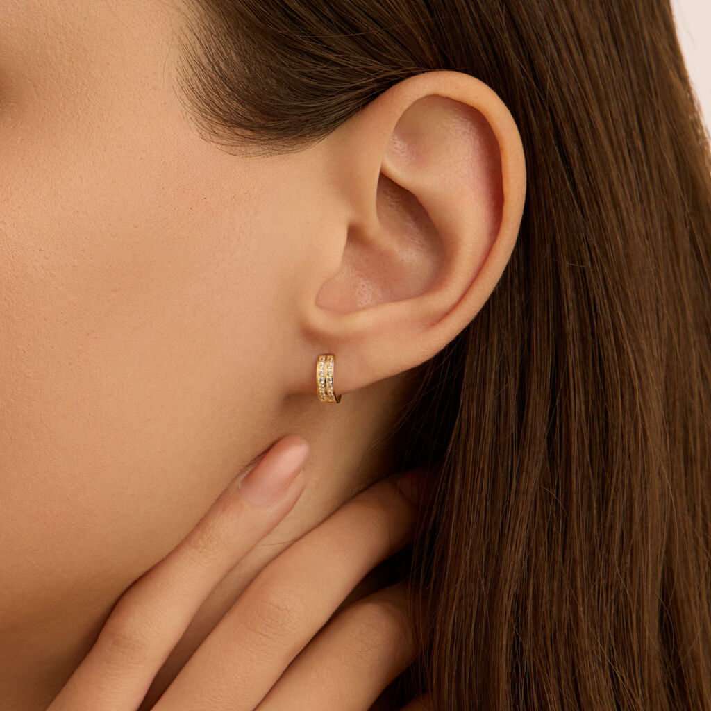 Orecchini A Cerchio Toujours Oro Giallo Cubic Zirconia