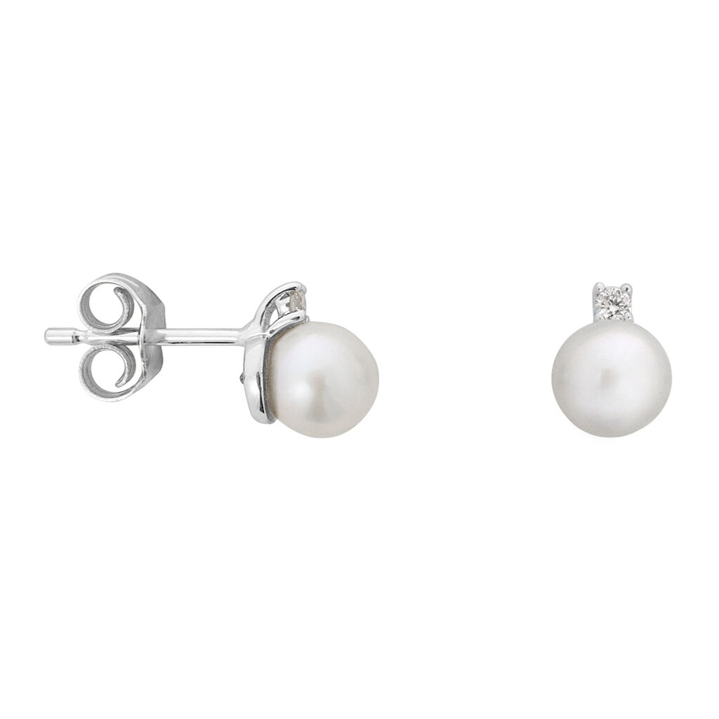 Orecchini Lobo Gabrielle Precious Oro Bianco Perla D'Acqua Dolce Diamante - Orecchini a Lobo Donna | Stroili