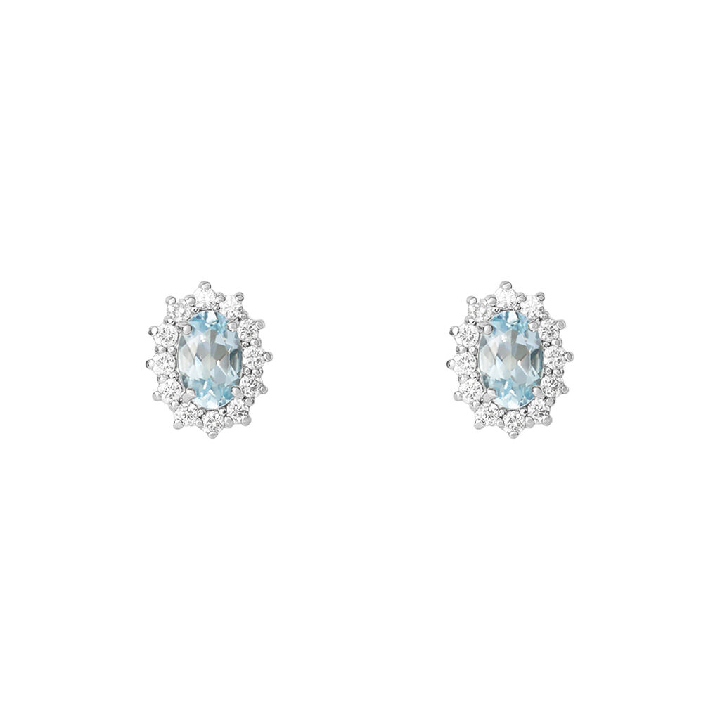 Orecchini Lobo Acquamarina Oro Bianco Acquamarina Diamante - Orecchini a Lobo Donna | Stroili