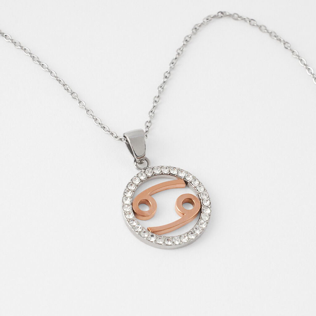 Collana Sunrise Acciaio Bicolore Bianco / Rosa Cubic Zirconia