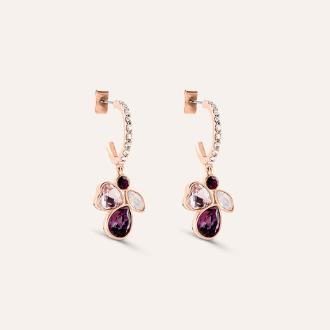 Orecchini A Cerchio Violet Ottone Rosa Cristallo - Orecchini a Cerchio Donna | Stroili