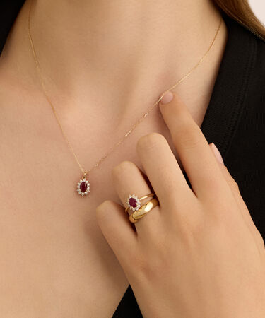 Anello Solitario Kate Charlotte Oro Giallo Rubino Diamante
