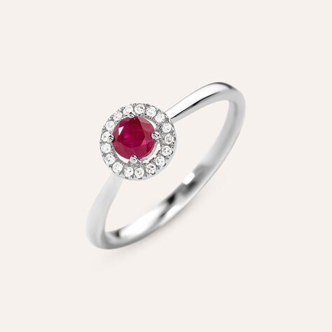 Anello Solitario Charlotte Oro Bianco Rubino Diamante - Anelli con Pietre Donna | Stroili