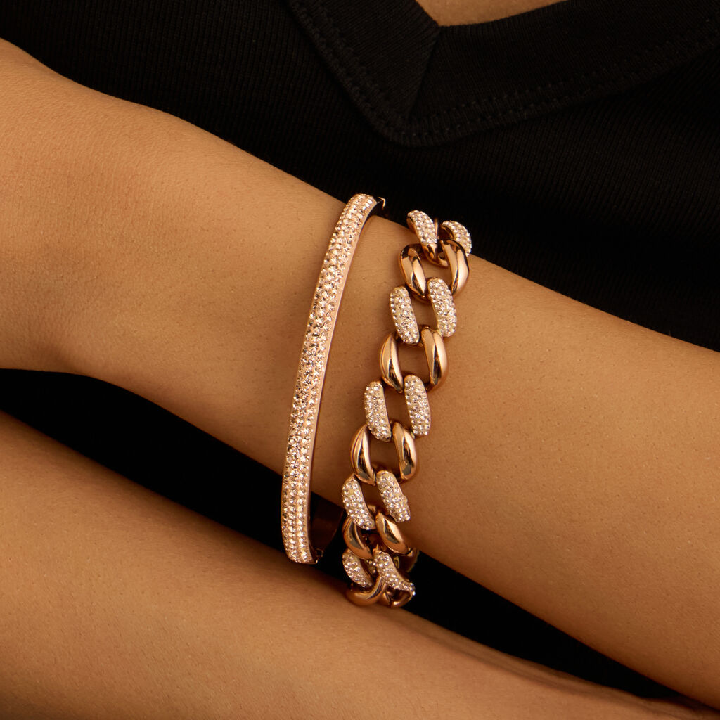 Bracciale Catena Aura Acciaio Rosa Cristallo