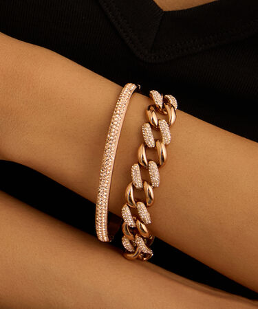 Bracciale Catena Aura Acciaio Rosa Cristallo