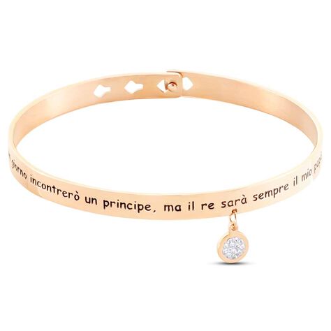 Bangle Lady Message Acciaio Rosato Family e Cristalli - Bracciali Donna | Stroili