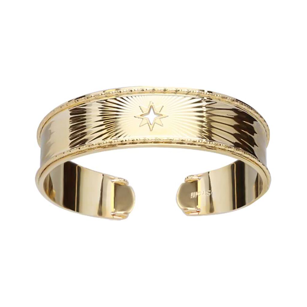 Bracciale bangle rosa dei venti in bronzo doratoBangle placcato oro con pietra blu e zirconi - Bracciali Donna | Stroili