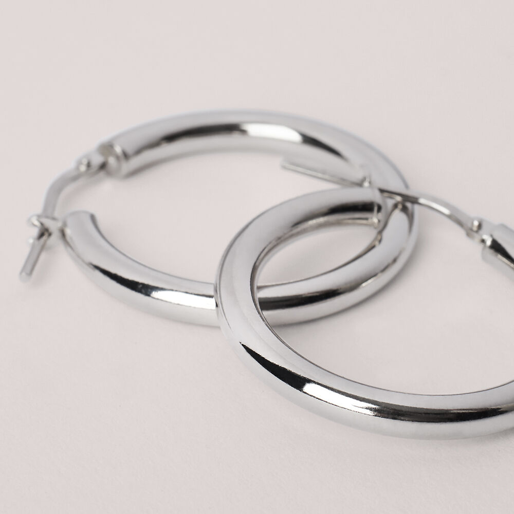 Schöner-D Orecchini A Cerchio Con Perle Grandi In Argento 925 Rodiato - Cerchi Larghi 4 Mm, Zirconi E Perle Da 12 Mm
