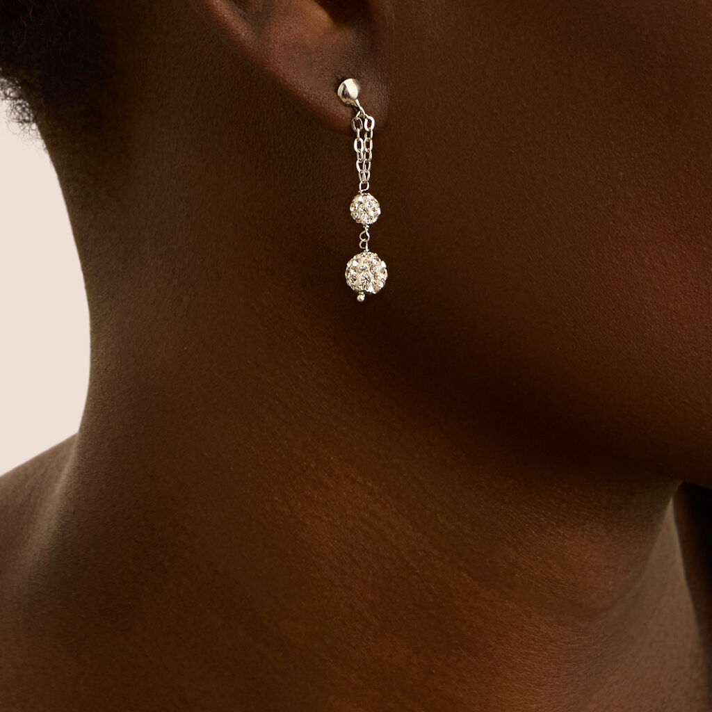 Orecchini Pendenti Crystal Gold Oro Bianco Cristallo - Orecchini Pendenti Donna | Stroili