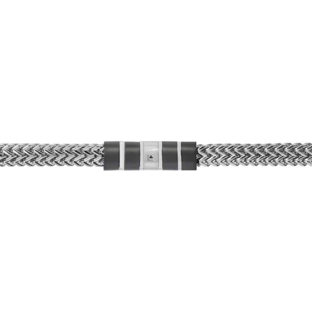 Bracciale Man Code Acciaio Bicolore Bianco / Nero Cubic Zirconia - Bracciali Uomo | Stroili