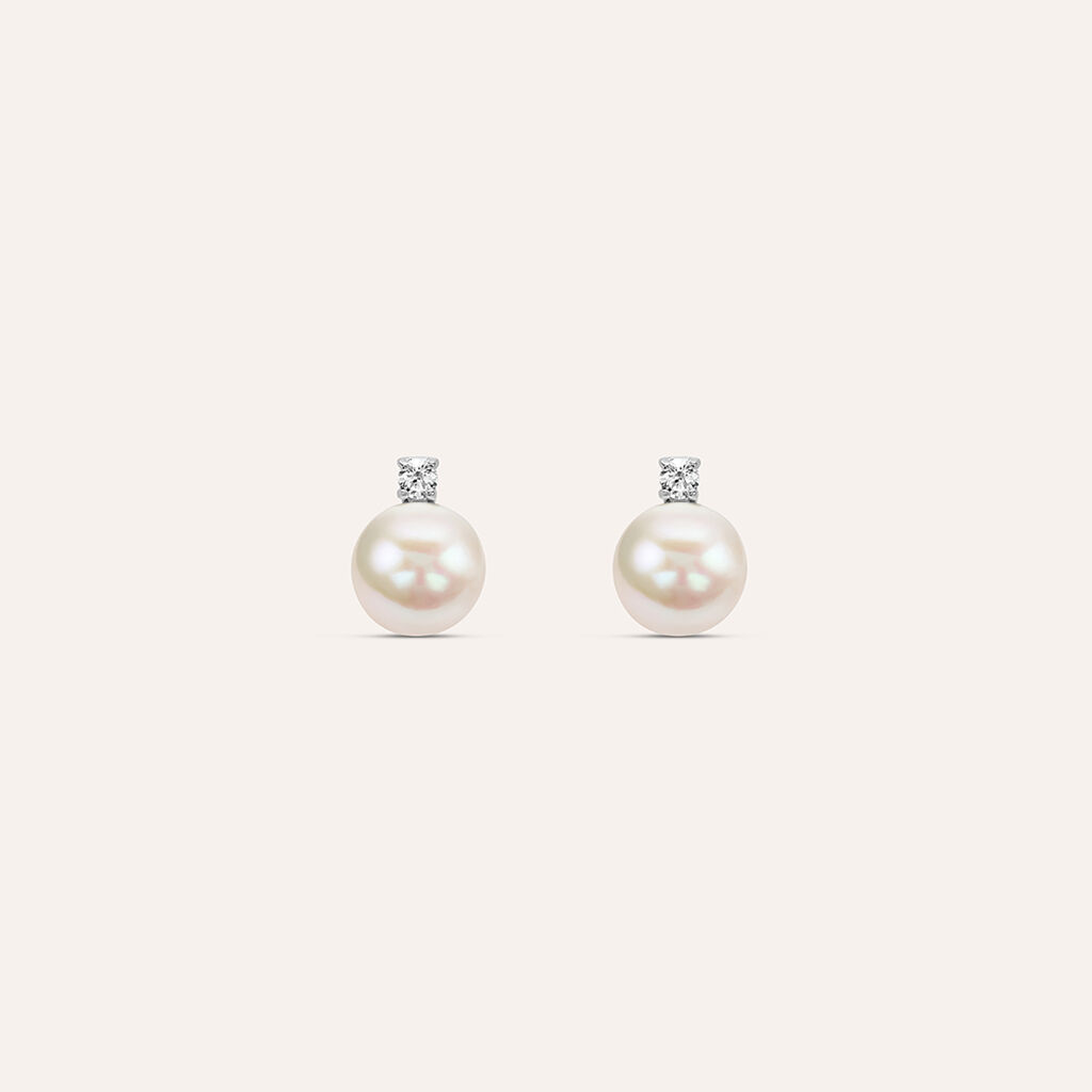 Orecchini Lobo Silver Pearls Argento Rodiato Perla sintentica Cubic Zirconia - Orecchini a Lobo Donna | Stroili