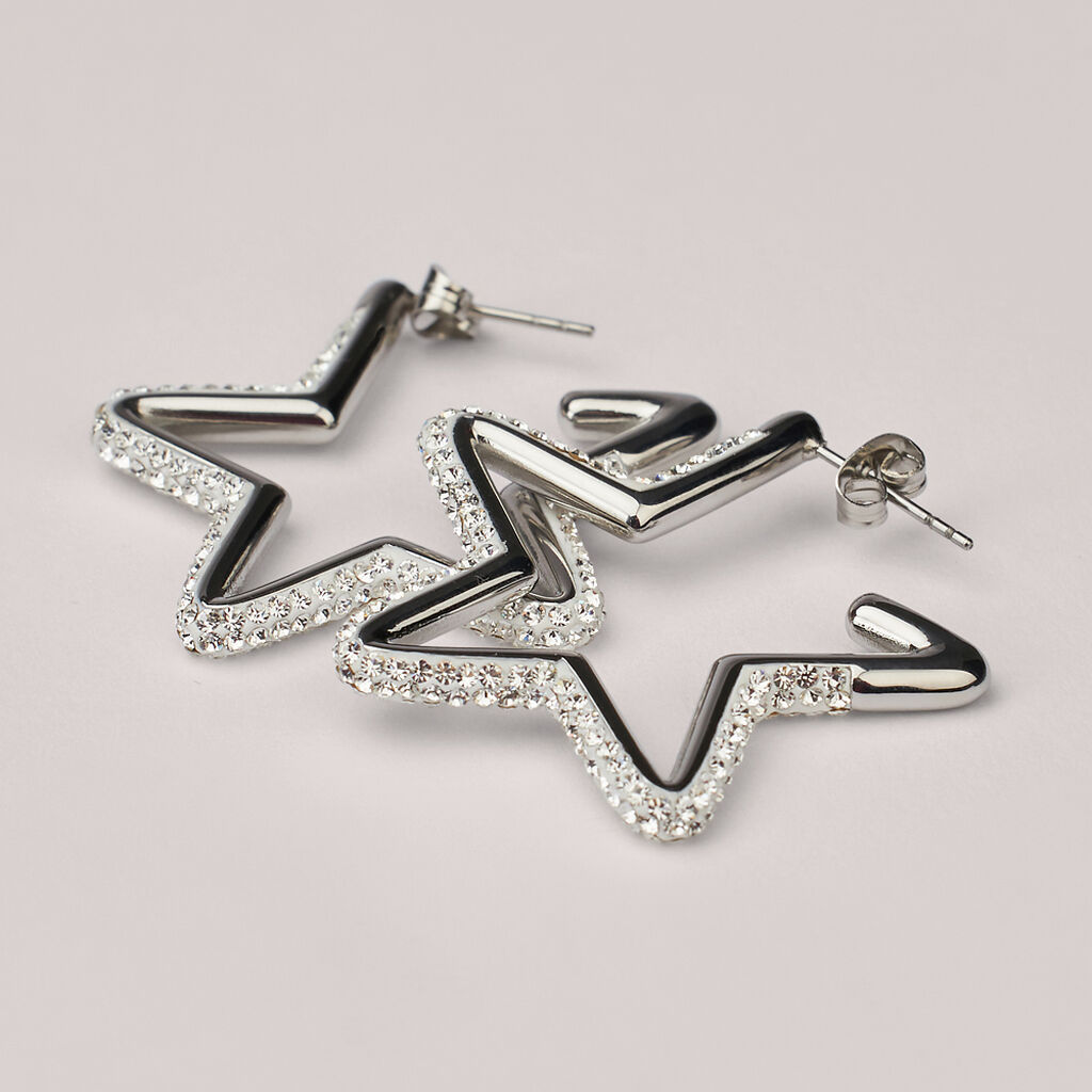 Orecchini A Cerchio Aura Acciaio Cristallo