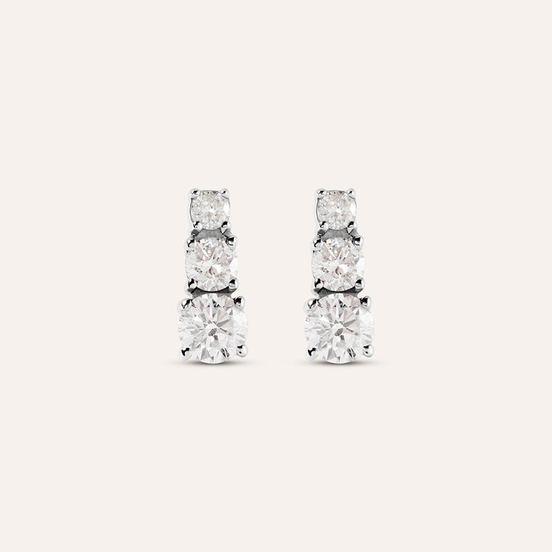 Orecchini Lobo Trilogy Grace Oro Bianco Diamante - Orecchini a Lobo Donna | Stroili