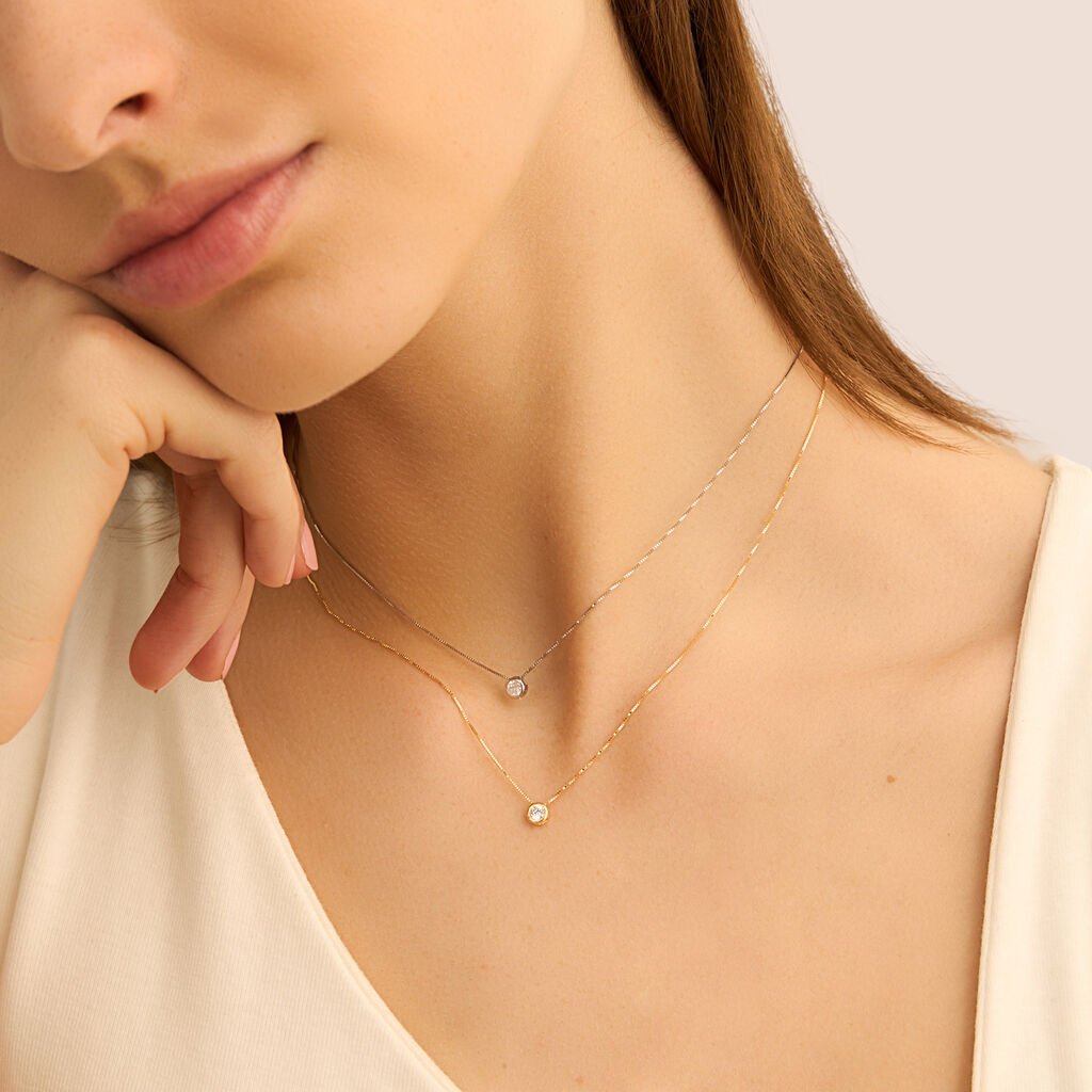 Collana Punto Luce Claire Oro Giallo Cubic Zirconia