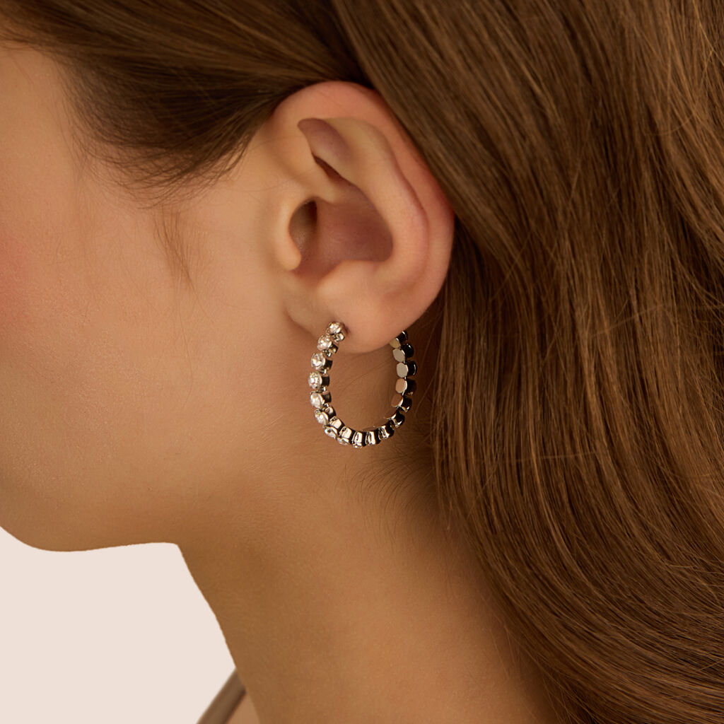 Orecchini A Cerchio Romantic Shine Metallo Cristallo