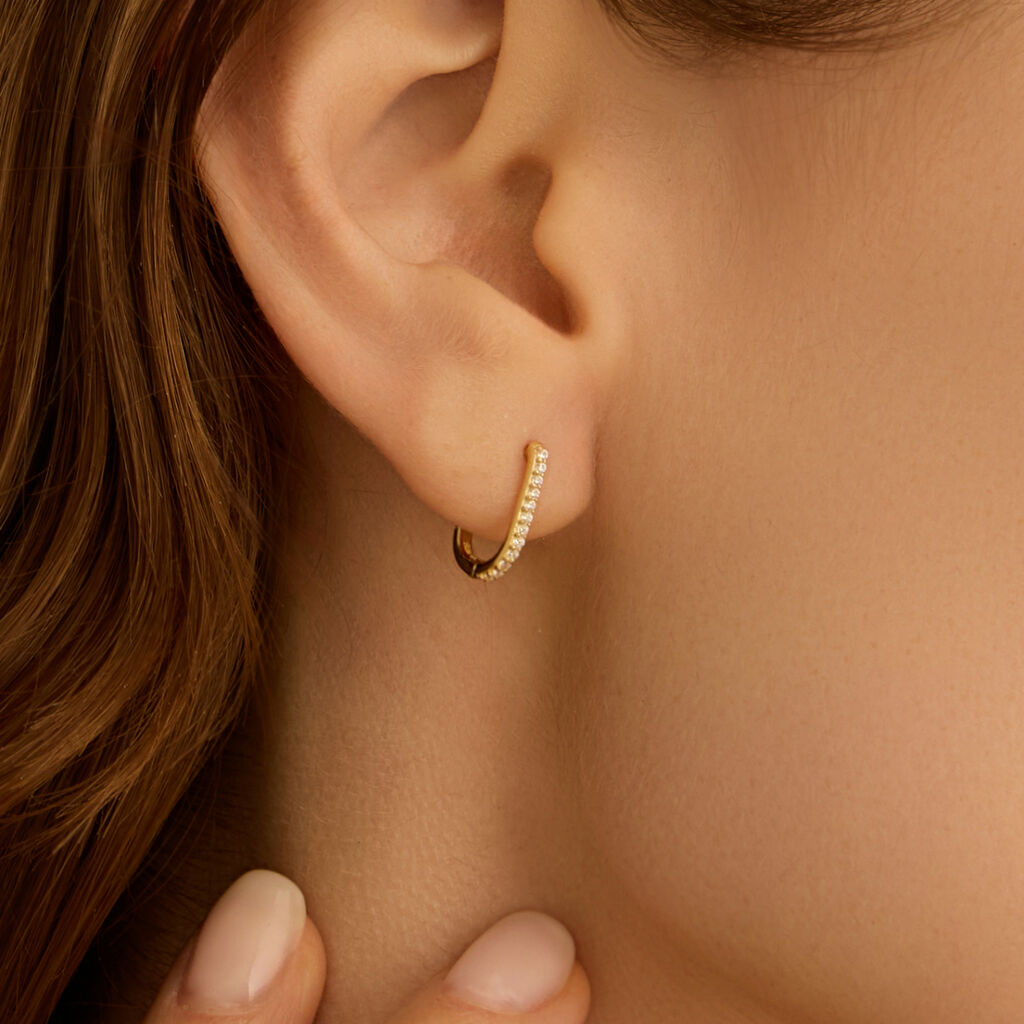 Orecchini A Cerchio Toujours Oro Giallo Cubic Zirconia