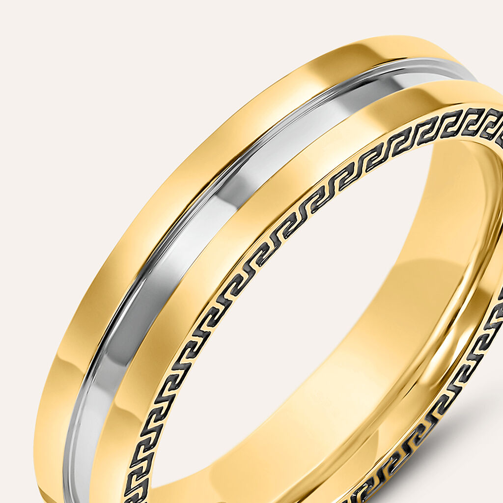 Anello Fedina Man Code Acciaio Bicolore Giallo / Bianco