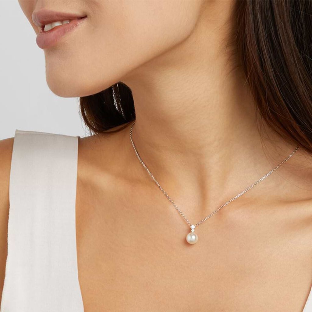 Collana Silver Pearls Argento Rodiato Cubic Zirconia