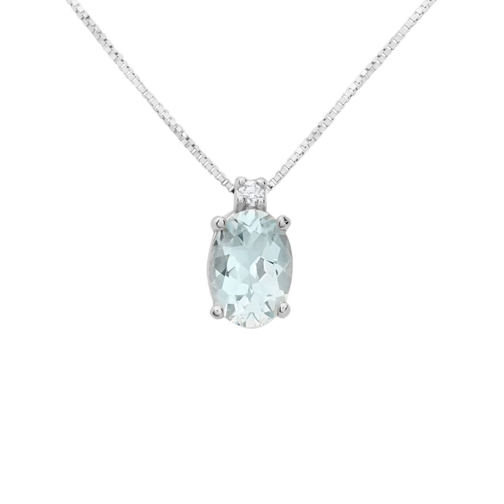 Collana Punto Luce Acquamarina Oro Bianco Acquamarina Diamante
