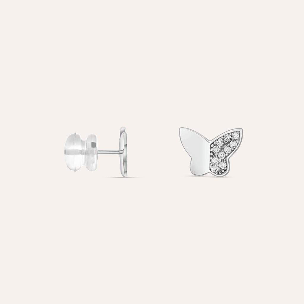 Orecchini Lobo Claire Oro Bianco Cubic Zirconia - Orecchini a Lobo Donna | Stroili