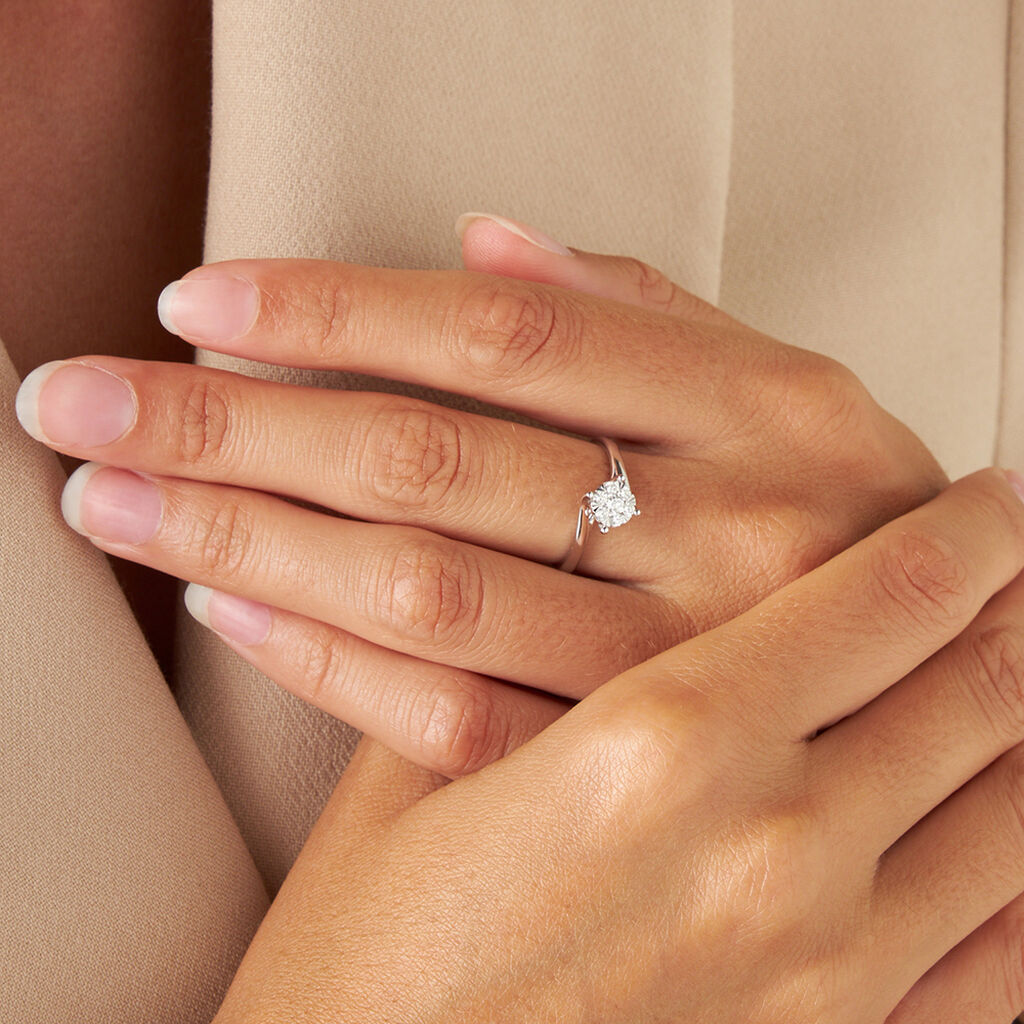 Anello Solitario Petali Oro Bianco Diamante - Anelli con Pietre Donna | Stroili