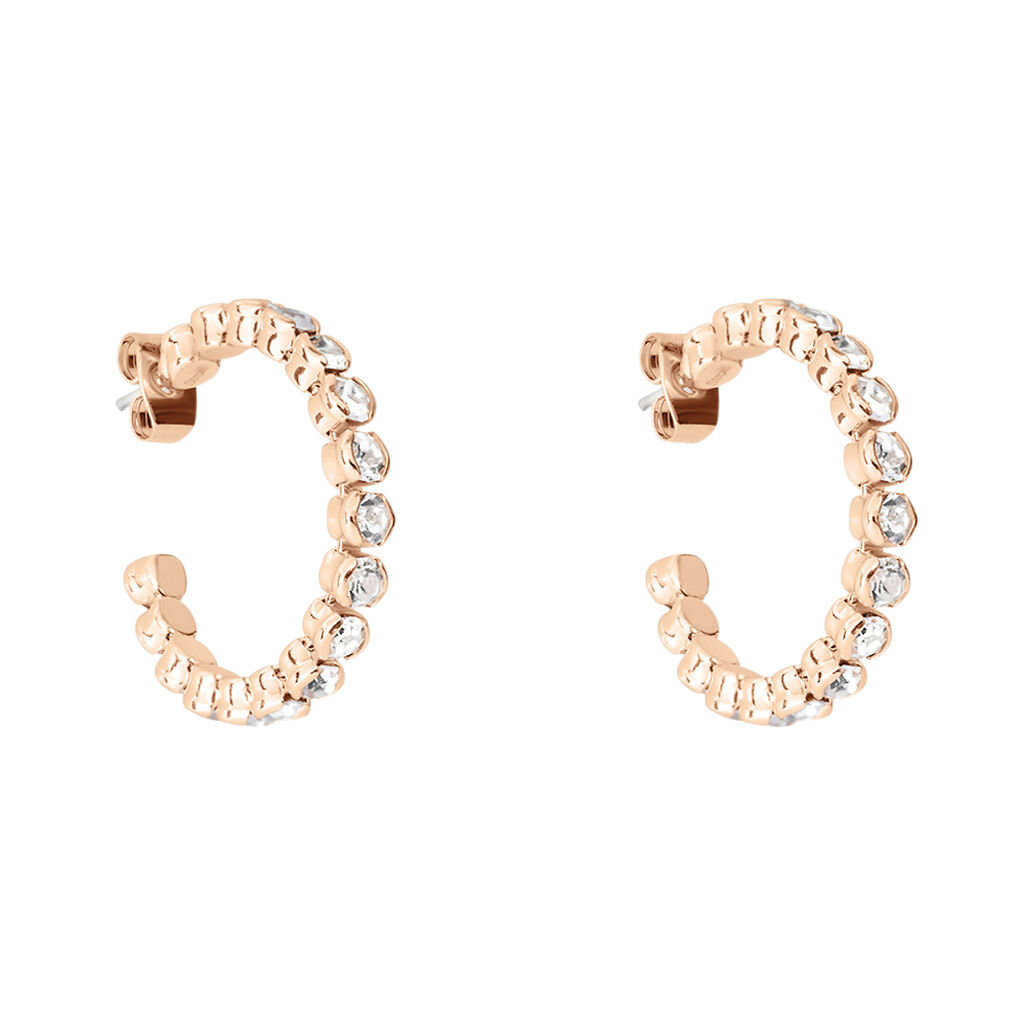 Orecchini A Cerchio Romantic Shine Metallo Rosa Cristallo - Orecchini a Cerchio Donna | Stroili