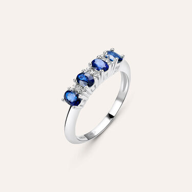 Anello Riviere Charlotte Oro Bianco Zaffiro Diamante