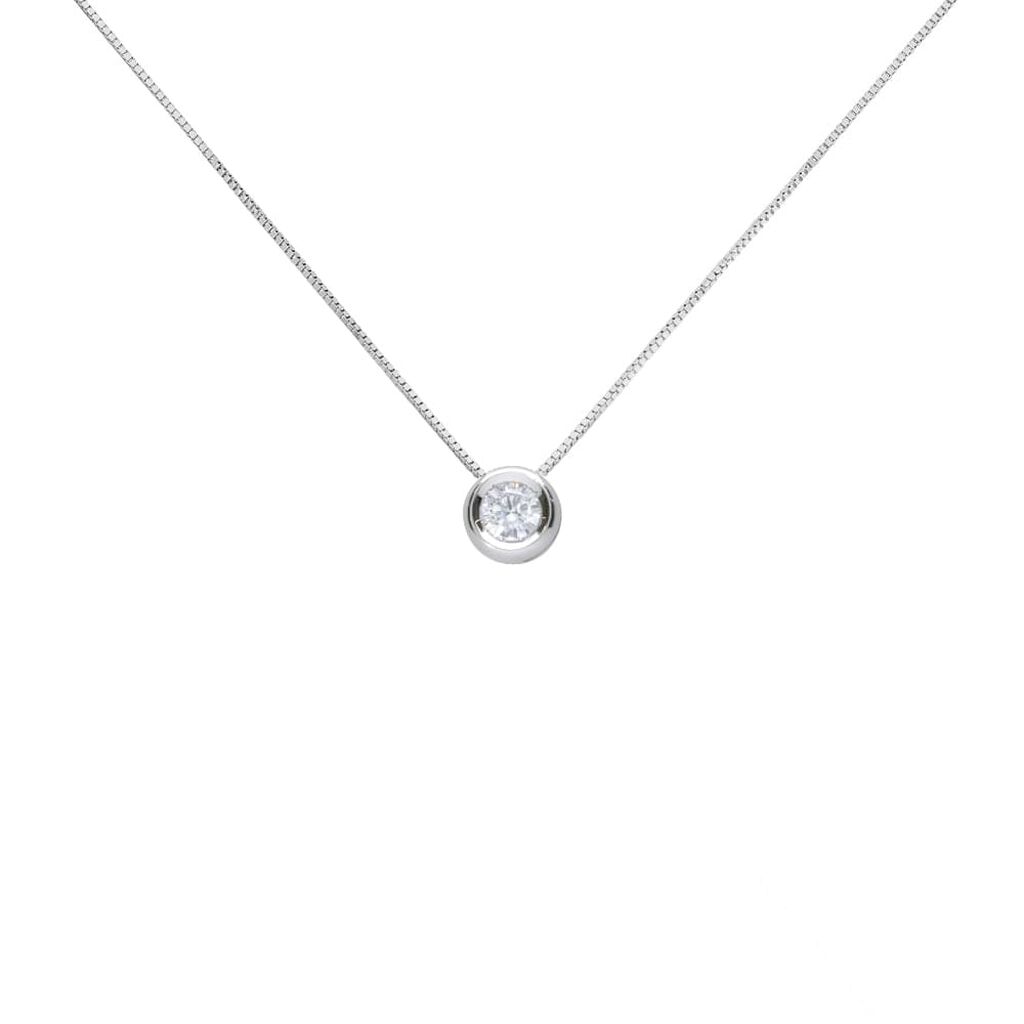 Girocollo punto luce in oro bianco con brillante 0.40 ct