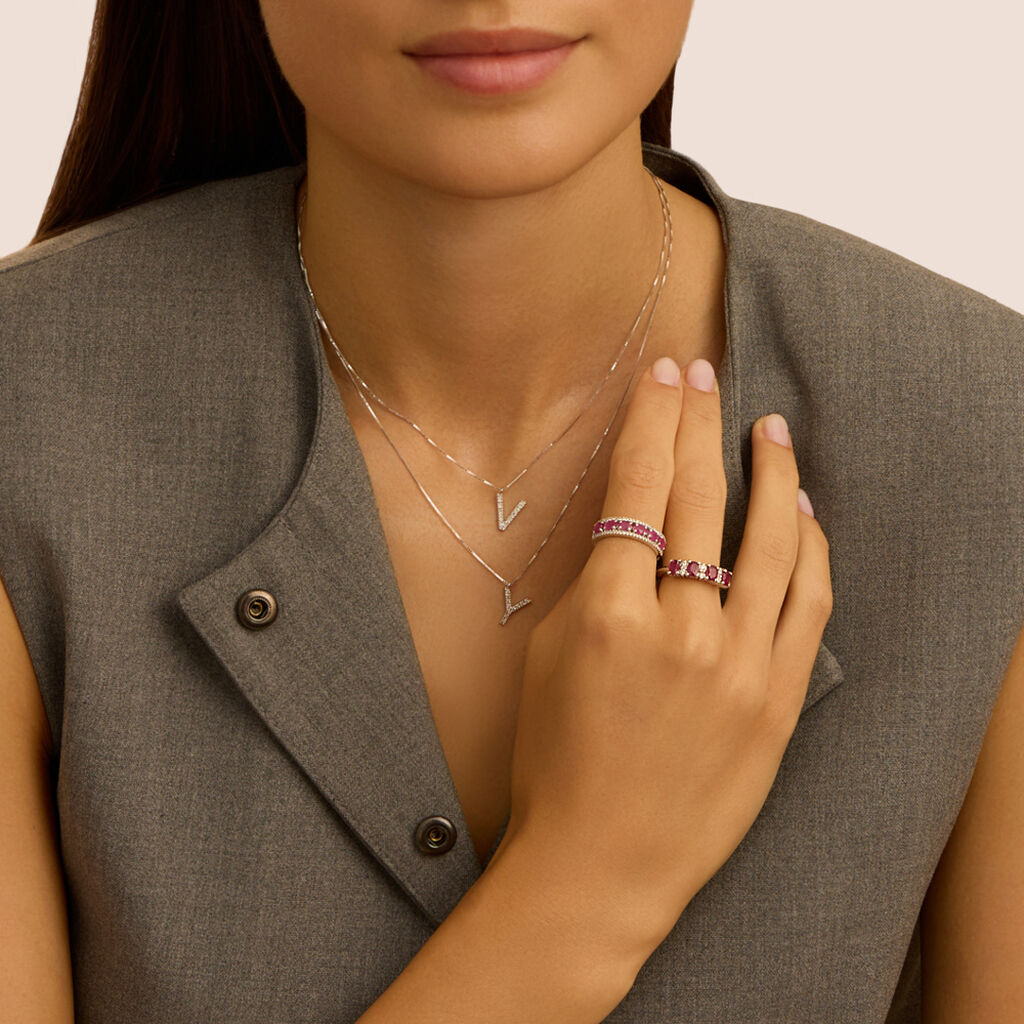 Collana Diamond Letters Oro Bianco Diamante