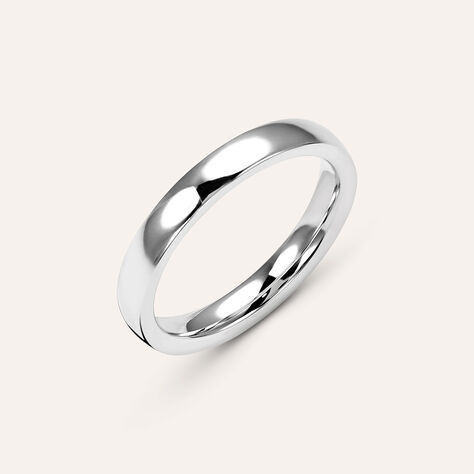 Fede Comoda Leggera Squadrata 3 mm Oro Bianco - Anelli con Incisione Unisex | Stroili